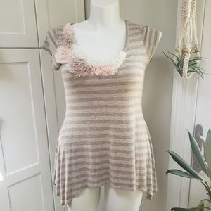 Dressbarn Striped Short Sleeve Top